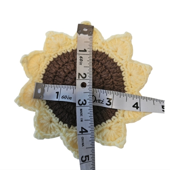 Hand Crafted Crochet Coaster Set Sunflower Cup Mat - Picture 17 of 17